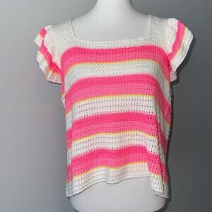 Lilly Pulitzer Pink Shandy Textured Sail Stripe Cordetta Sweater Women’s XL